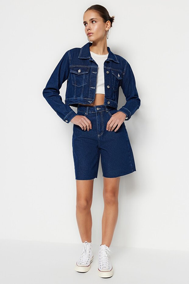 Koyu Mavi Denim Bermuda TWOSS23SR00094 - 3