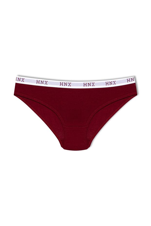 Burgundy Cotton Jacquard Elastic Bikini Women's Panties
