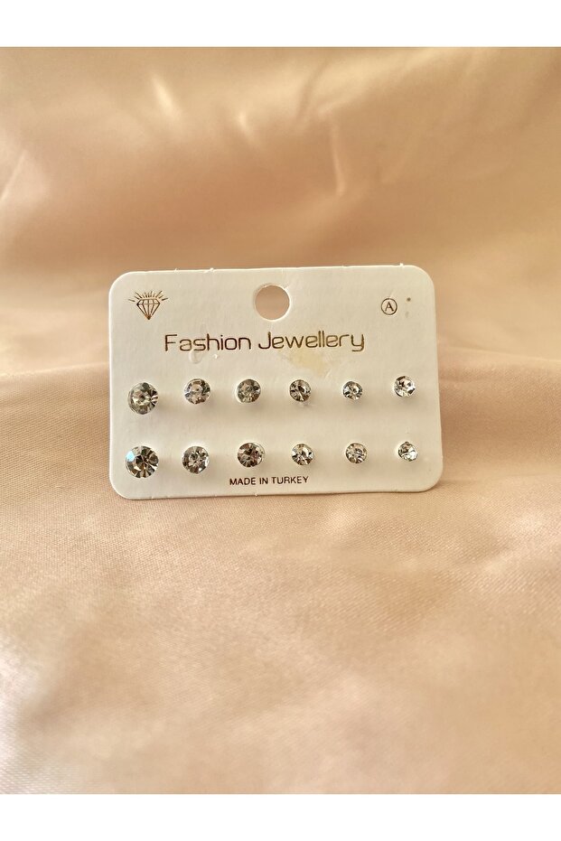 Set of 12 Zircon Stone Earrings