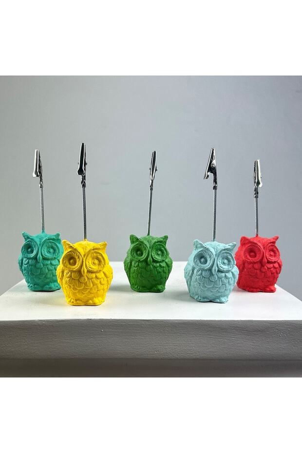 Owl Note Holder Set of 5 (coral - Mint - Yellow - Green - Ice Green)
