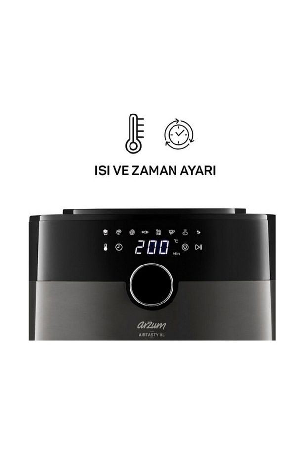 Airfryer Xl Yağsız Sıcak Hava Fritözü 1750 W 6 Lt 8 Programlı Dijital Ekran Siyah - 4