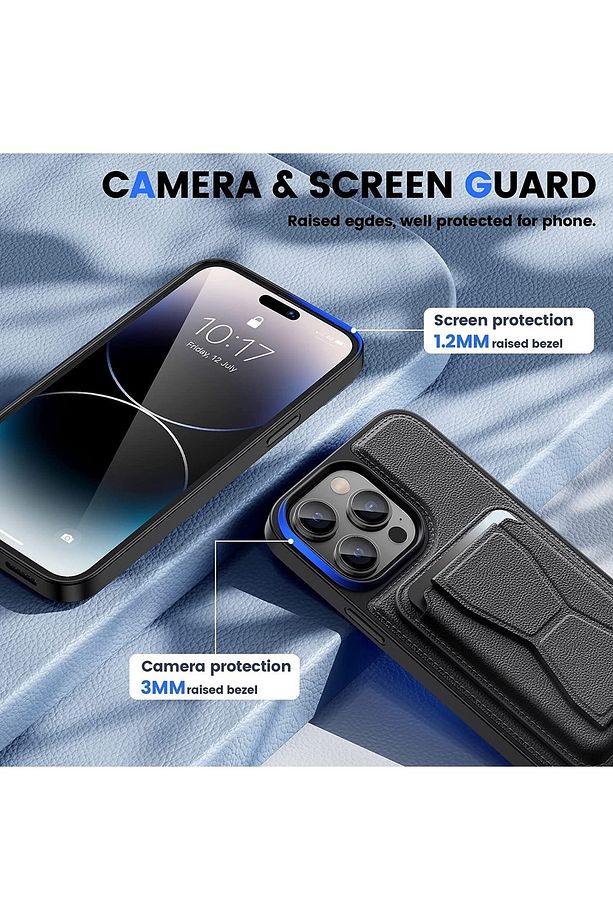 Iphone 14 Pro Max Standlı Kılıf Destekli Ayrılabilir Kart Tutuculu Kılıf Pu Orijinal Deri Cardsafe - 2
