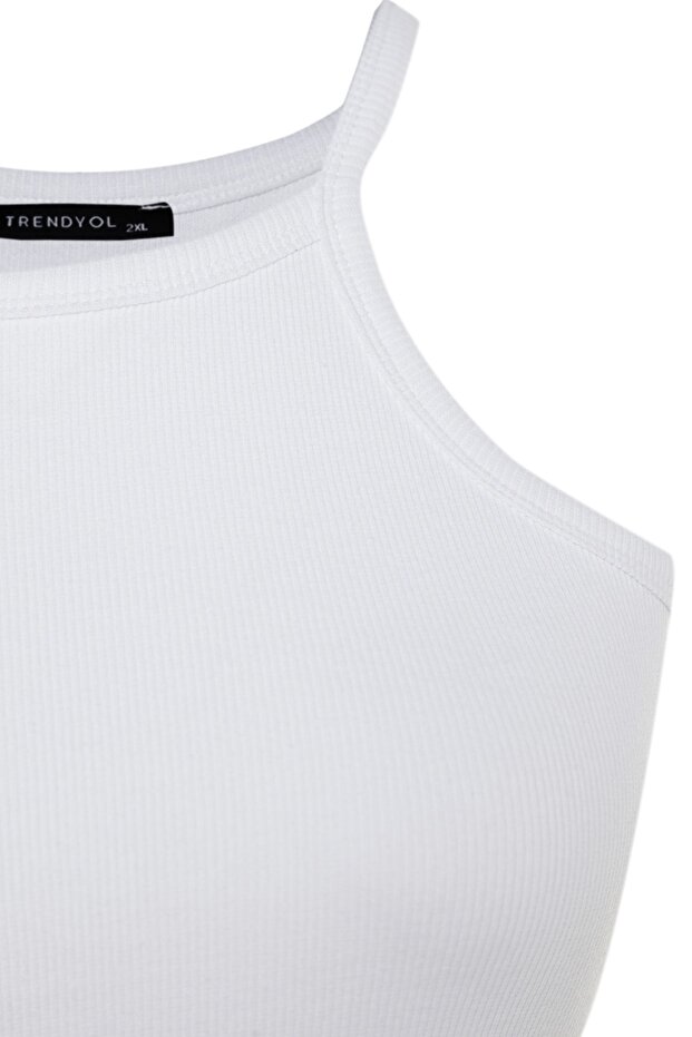 Beyaz Halter Yaka Basic Örme Atlet TBBSS23CV00000 - 7