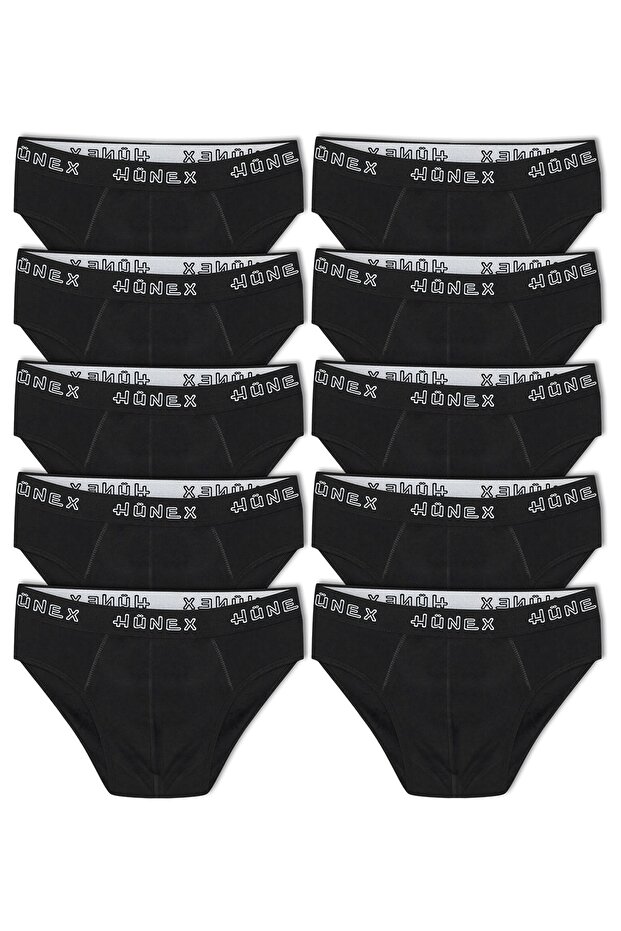 Pack of 10 Hünex Men's Briefs with Elastic Waistband and Print