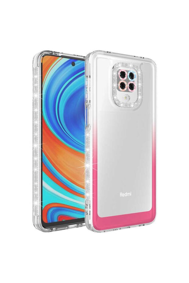 Xiaomi Redmi Note 9 Pro Case with Glitter and Color Transition Design Lens Protection Parking Cover