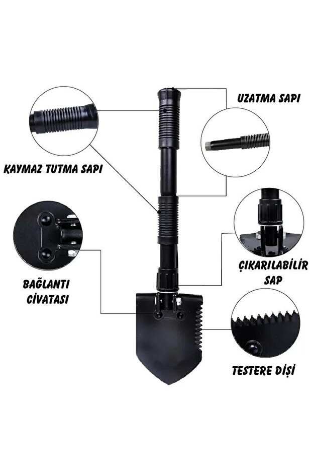 Siyah Katlanır Kamp Kürek - 3