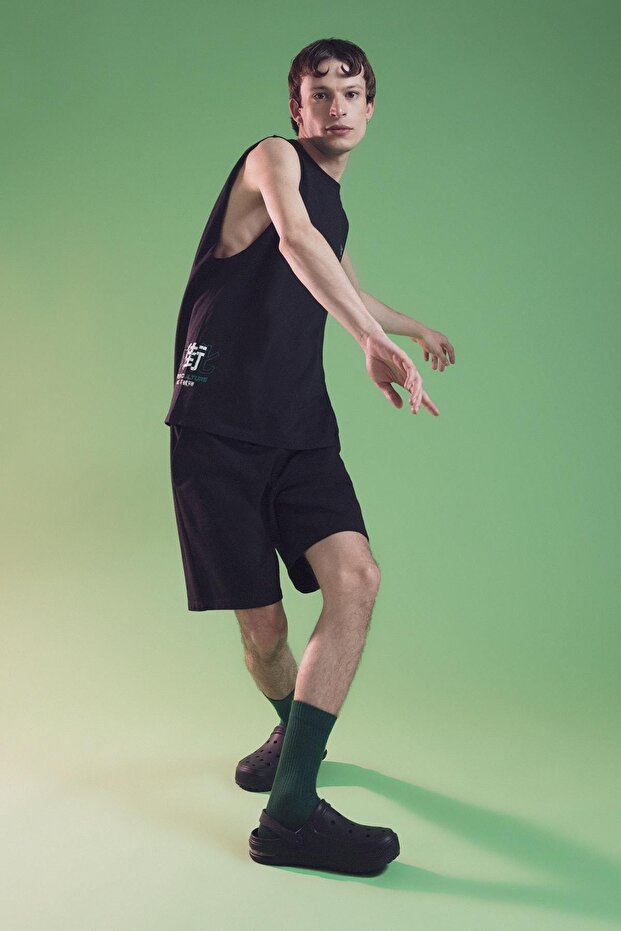 Regular Fit Cepli Sürdürülebilir Spor Pamuklu Şort - 1