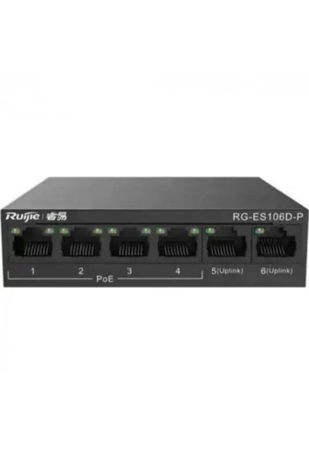 Ruıjıe Swıtch 6 Port Ruıjıe Reyee RG-ES106D-P 10/100 Fast Eth 2 Uplınk 4 Port Poe 58W - 2