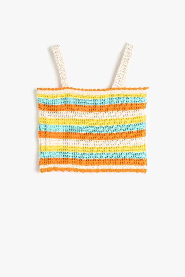 Girl's Beige Striped Sweater 3SKG90001AT