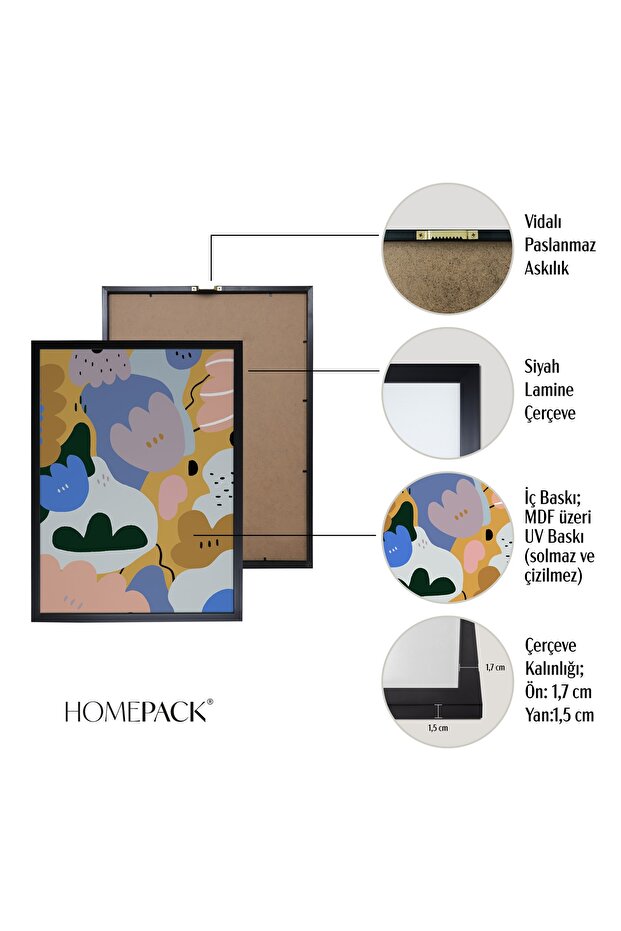 Siyah Çerçeveli 4'lü Tablo Seti D-018 - 3