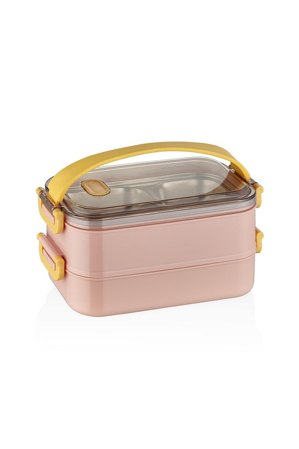 Bento Lunch Box Ofis-okul Için Yeni Nesil Sefer Tası 2 Kat Taşıma Kulplu Çelik Ff367 - 1