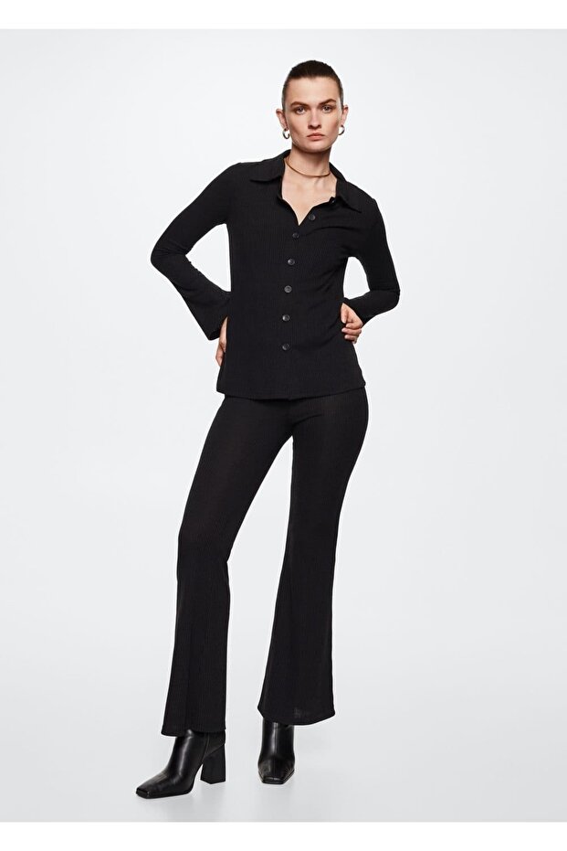 Düğmeli Ribana Gömlek - 2