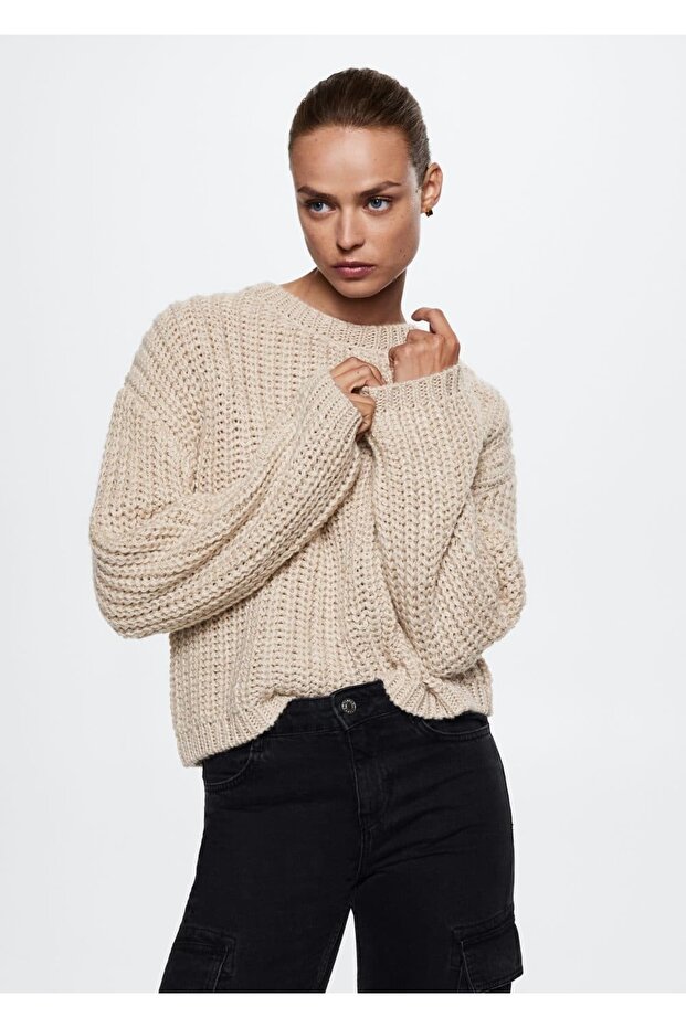 Kalın Örgülü Triko Kazak - 1