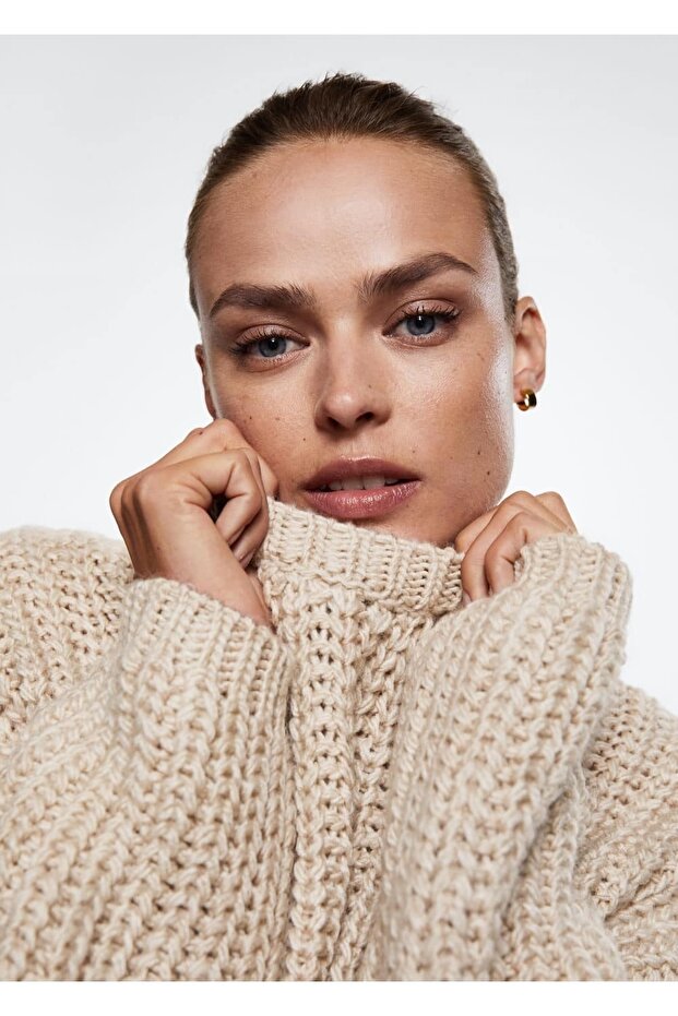 Kalın Örgülü Triko Kazak - 8