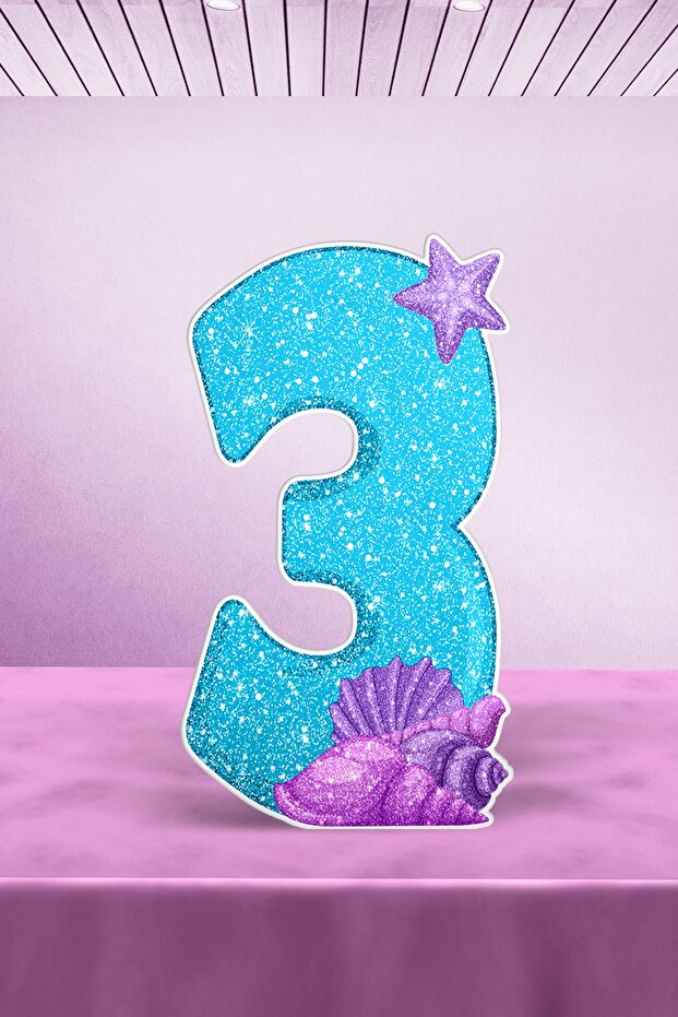 Mermaid Themed 3 Number Pedestal Board Table Ornament
