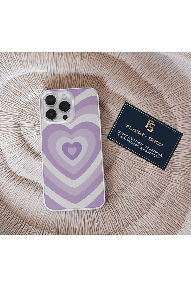Huawei P30 Lite Compatible Lilac Hearts Design Transparent Case
