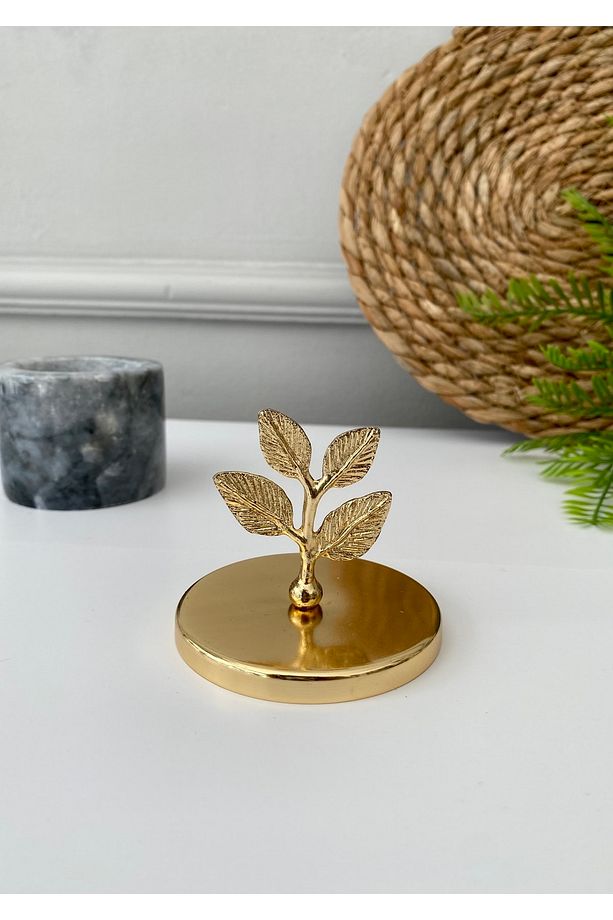 Gold Metal Kapak Yaprak Desenli 1 Adet Dekoratif Gold Baharat Kapağı - 1
