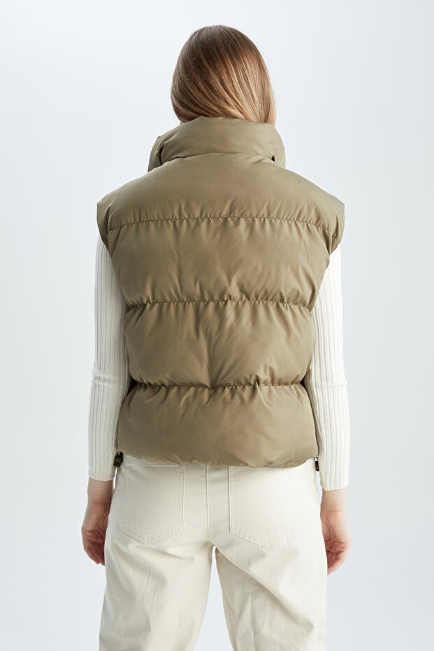 Relax Fit Dik Yaka Basic Cepli Şişme Yelek - 6