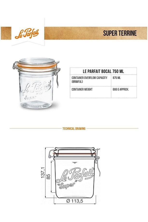 Super Terrines Klipsli/contalı Cam Kavanoz 750ml - 6 Adet - 3