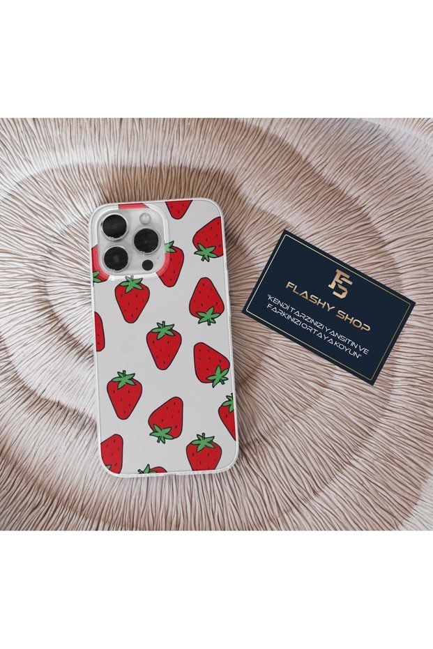 Samsung S21 Fe Compatible Strawberry Pattern Transparent Case