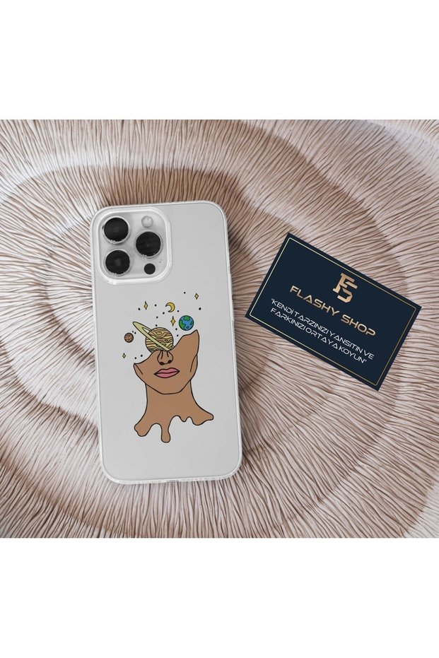 Transparent Case with Women and Planets Design Compatible with Samsung Galaxy A70