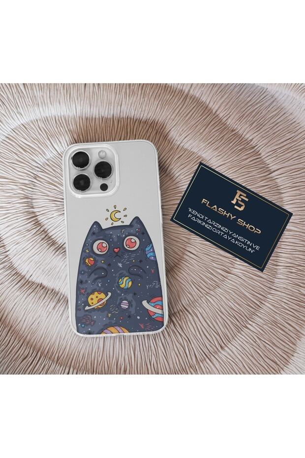 Transparent Case with Cat and Planets Design Compatible with Samsung Galaxy A20/A30