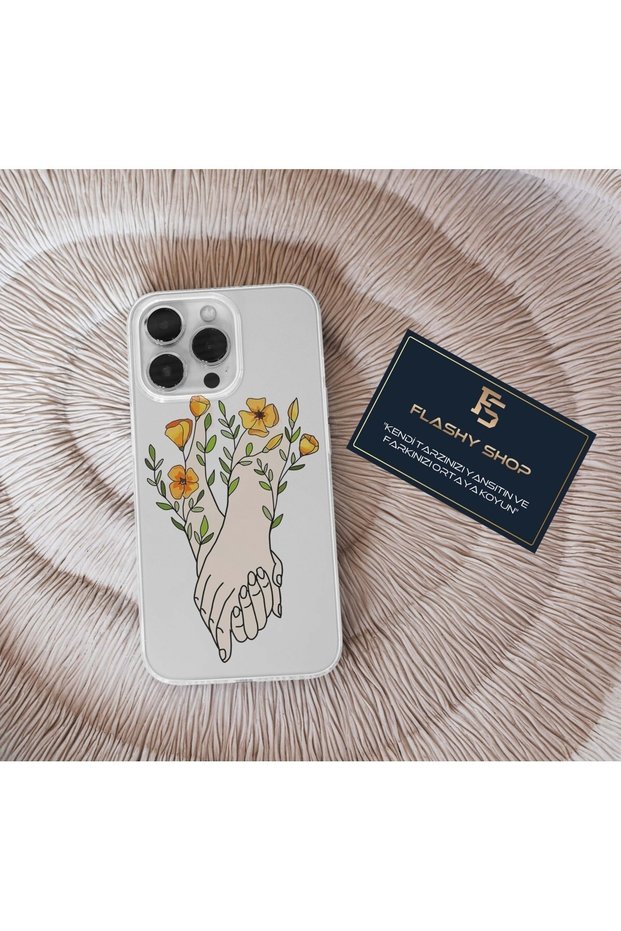 Oppo Reno 5 Lite Compatible Flower and Hand Patterned Transparent Case