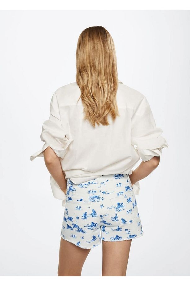 Desenli Denim Şort - 4
