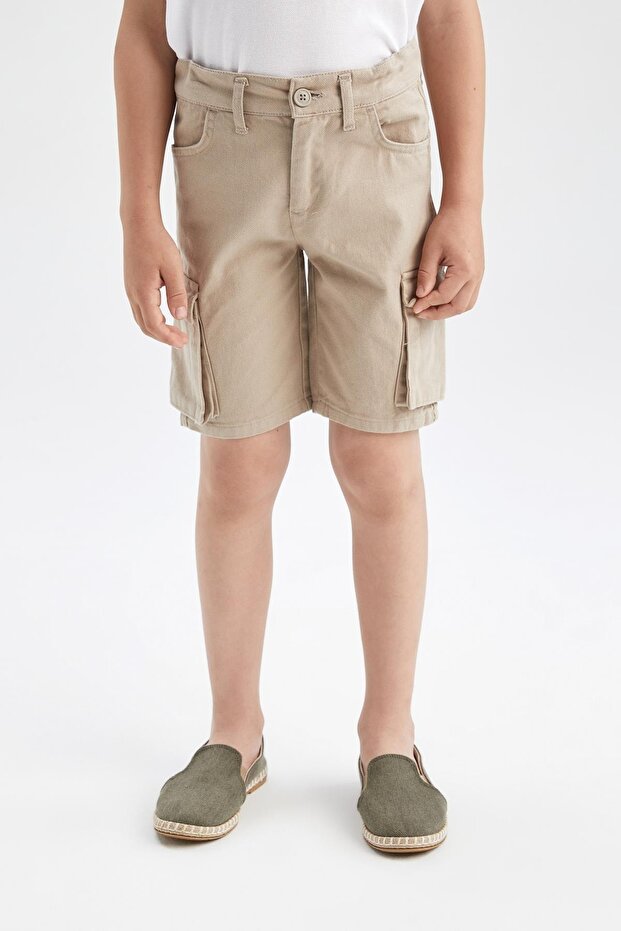 Erkek Çocuk Basic Kargo Cepli Bermuda Gabardin - 5
