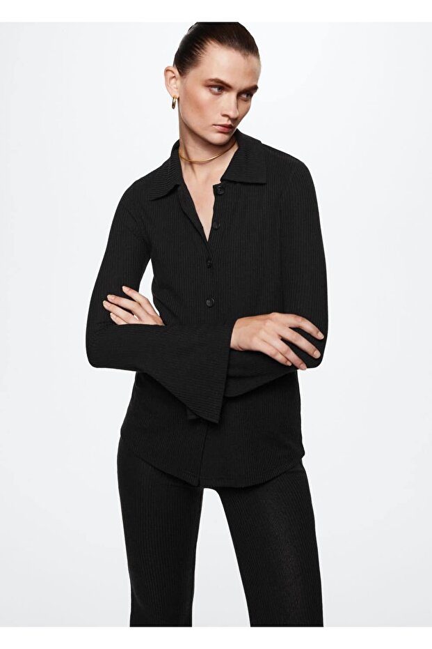 Düğmeli Ribana Gömlek - 1