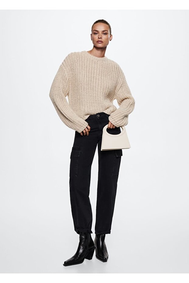 Kalın Örgülü Triko Kazak - 2