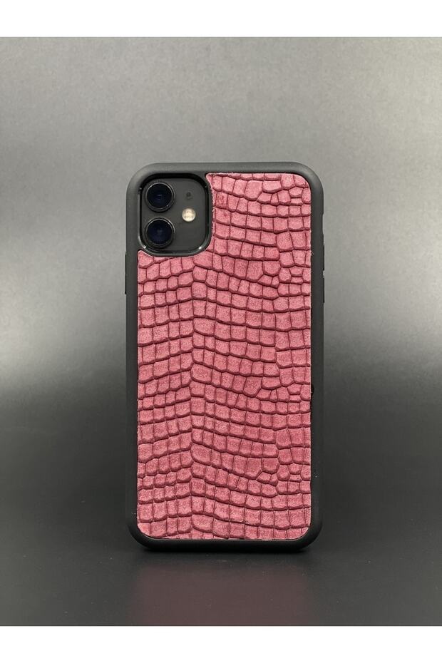 iPhone 11 Compatible Case Patterned Genuine Leather Phone Case