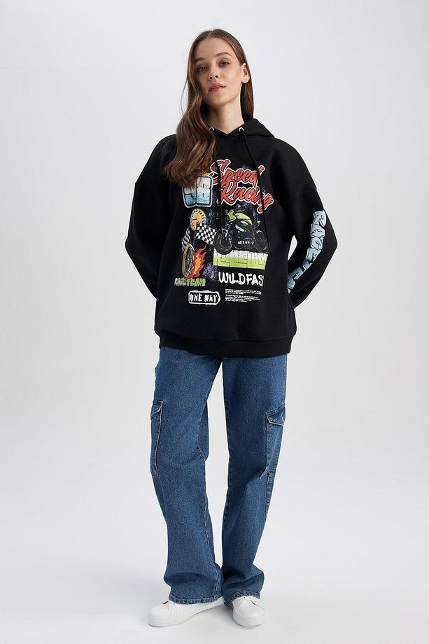 Coool Oversize Fit Kapüşonlu Baskılı Sweatshirt A1096ax23sp - 6