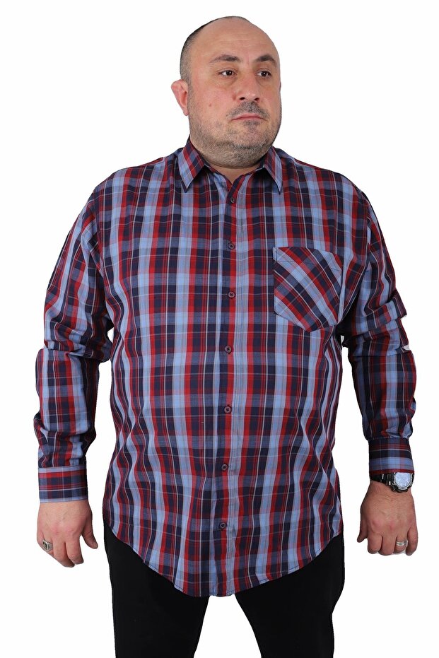 Large Size Men's Pocket Shirt Estacional 23372 Navy Blue