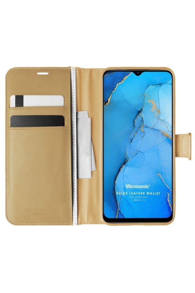 Oppo Reno 3 Case with Stand Cover Protected Gold