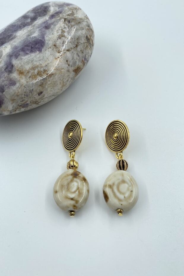 أقراط خرز سيراميك أصلية مصنوعة يدويًا - 1