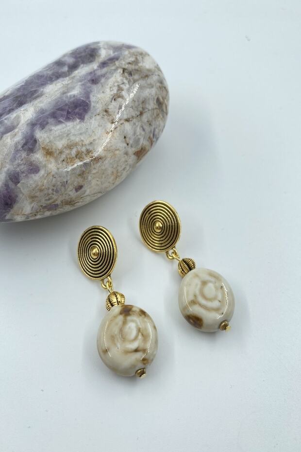 أقراط خرز سيراميك أصلية مصنوعة يدويًا - 2