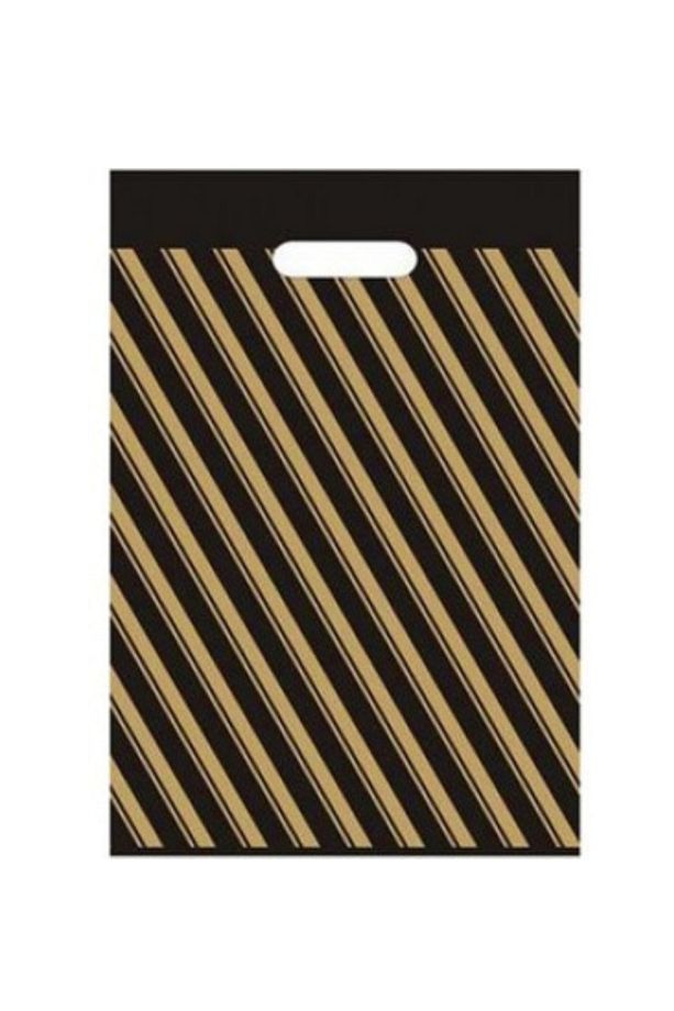 Çizgili Mağaza Poşeti (NO 5) 50 Adet 50x60 Cm Çizgili Takviyeli Poşet Diagonal Poşet - 2