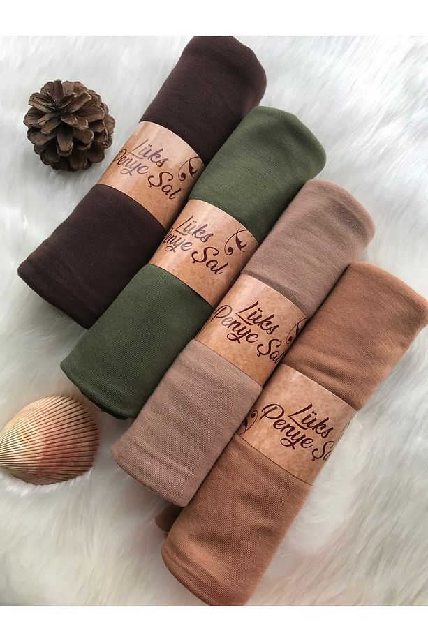 Penye Şal 4'lü Set (ACI KAHVE - HAKİ - SÜTLÜ KAHVE - CAMEL) - 1