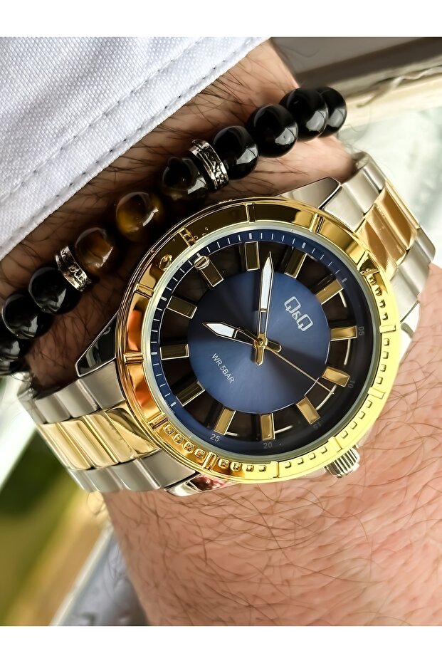 Steel Strap, Waterproof, Silver Color Men's Wristwatch + bracelet