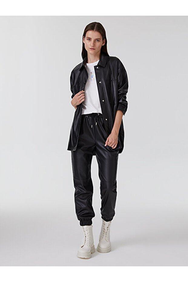 Leather Look Oversize Shirt U.sleeve
