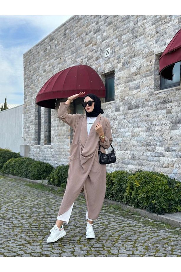 Tesettür Çapraz Kanguru Tunik Vizon Model-417 - 1