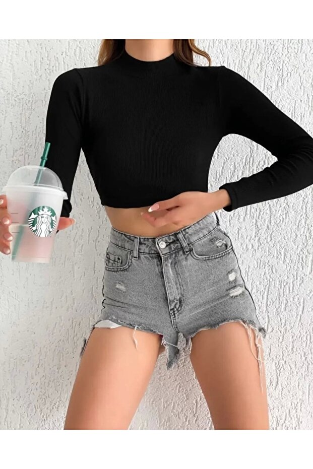 الياقة المدورة بروتيل Croptop