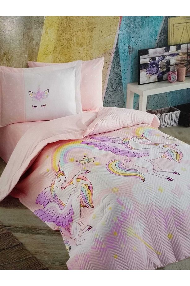 Magical Pembe - Tek Kişilik Kapitone Nevresim Takımı - 2