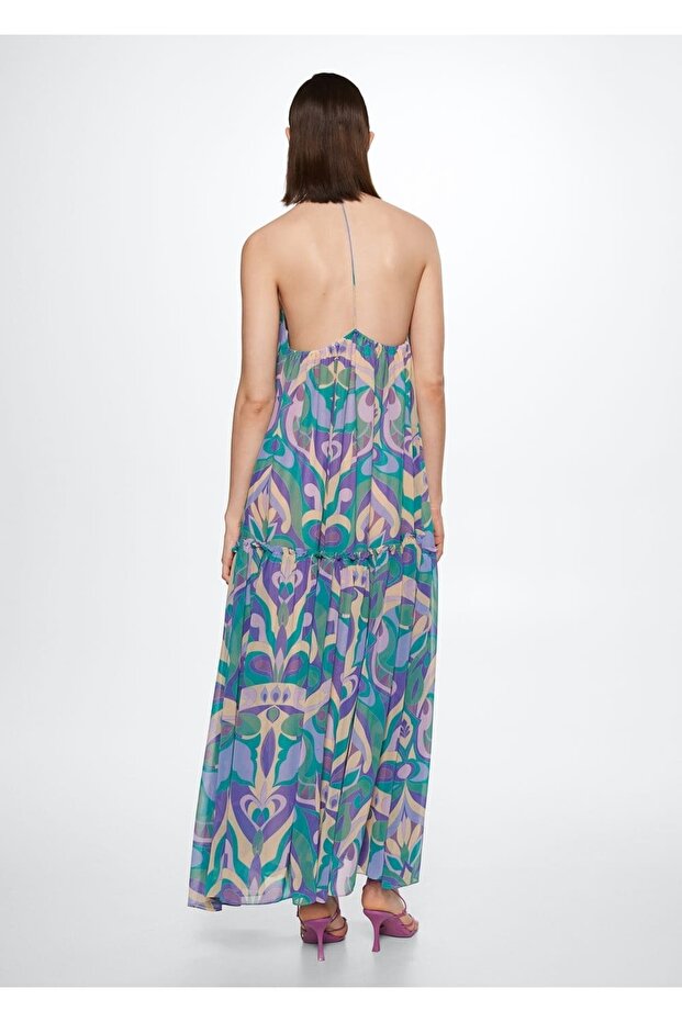 Patterned Backless Dress - 4