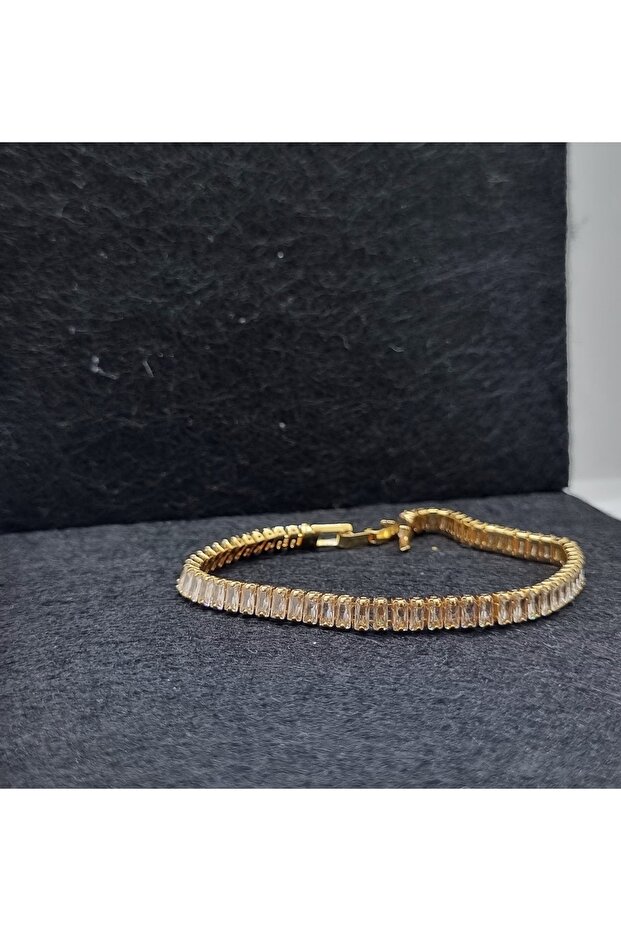 Women's Zircon Baguette Stone Steel Bracelet