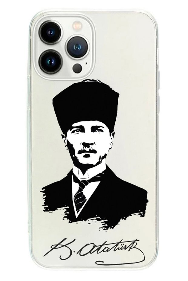 iPhone 14 Pro Compatible Ataturk Visual Transparent Phone Case