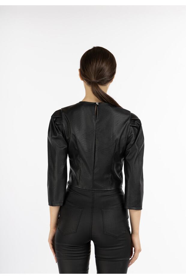 Kunstleder Bluse - 4