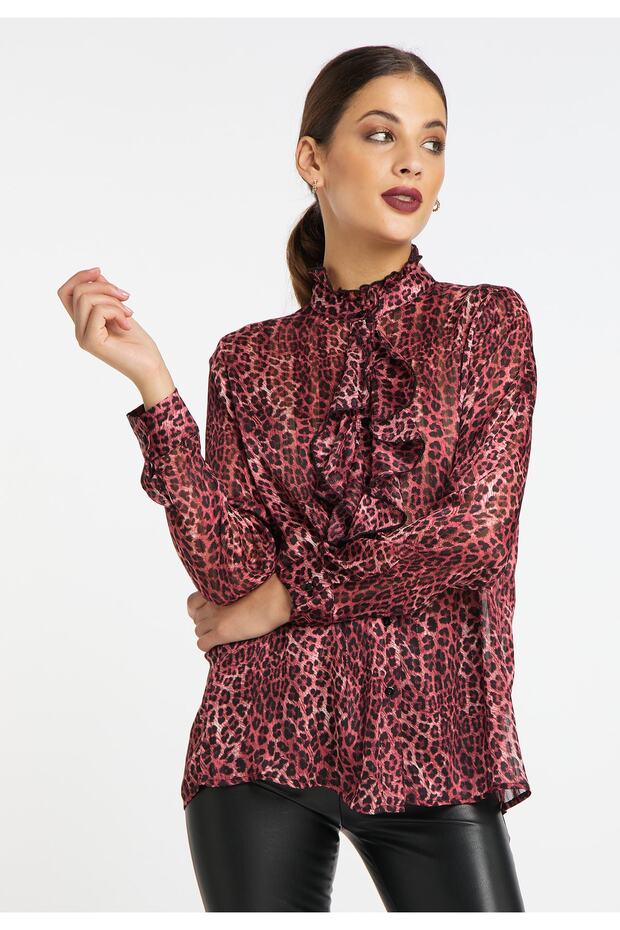 Rüschenbluse ve Leoprint naemi - 2