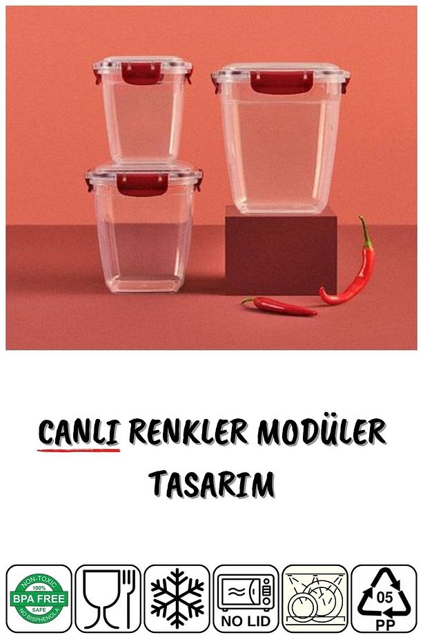 3'lü Set Master Dikdörtgen Mikrodalgada Kullanılabilen Saklama Kabı 825/1575/2100 Ml - 8